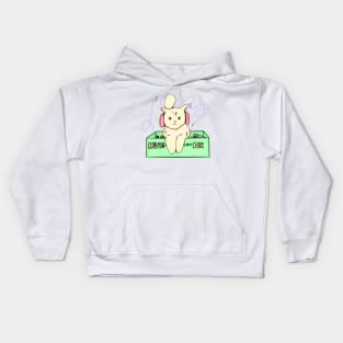 Yellow Cat Listening To Music Inside The Music Box Kids Hoodie